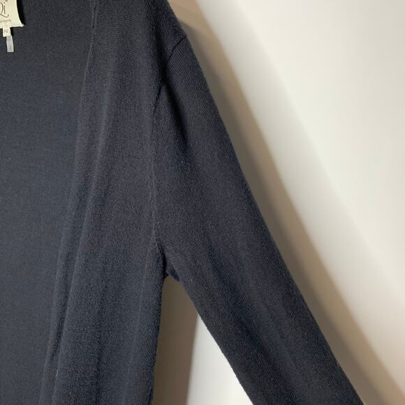 Qi Cashmere Black Open Front Cardigan Sz Petite Medium - Picture 7 of 8